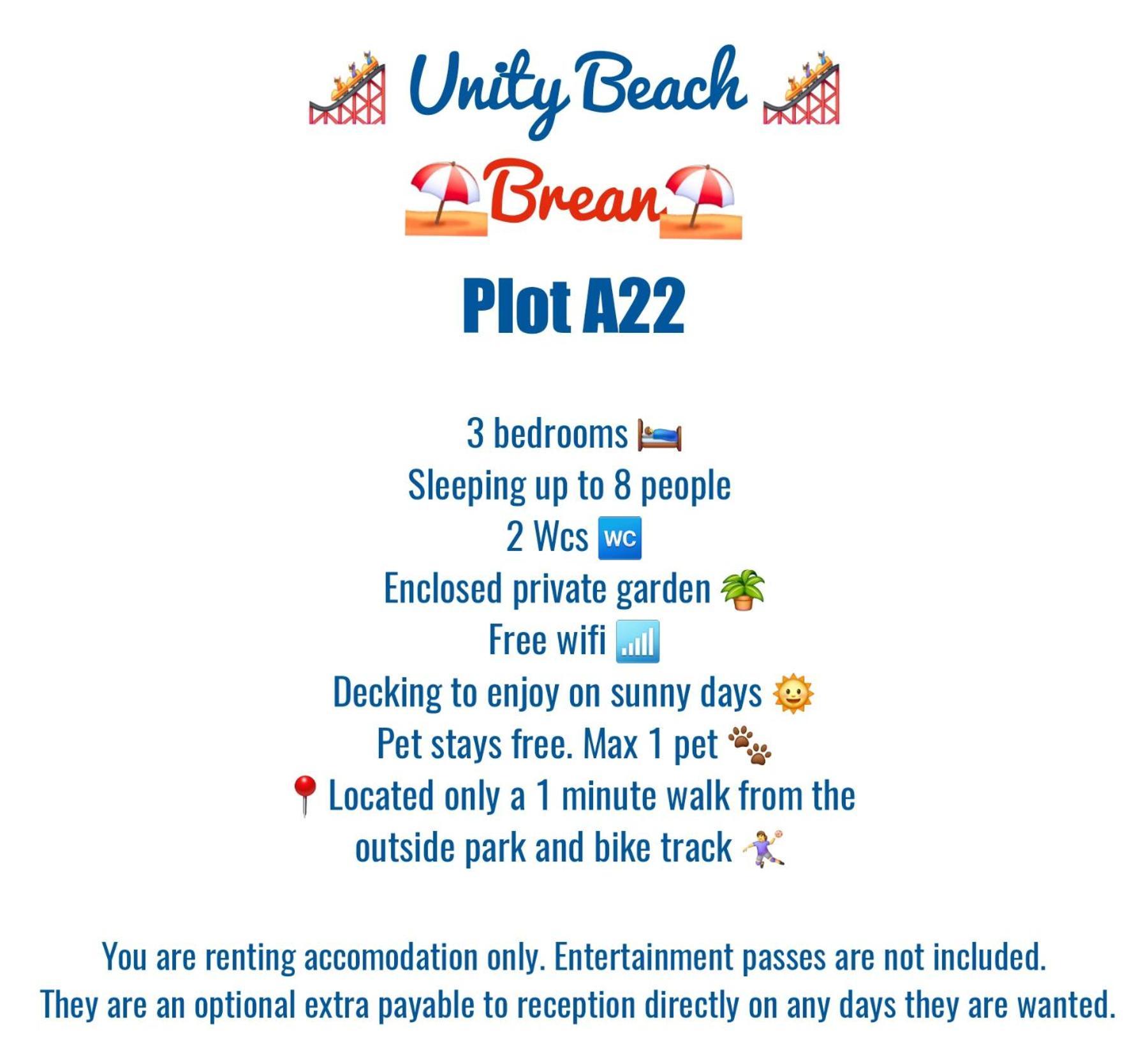 A22 Unity Beach Holiday Resort Unity Brean Sleeps 8 People 3 Bedrooms 1 Pet Stays Free Berrow Extérieur photo